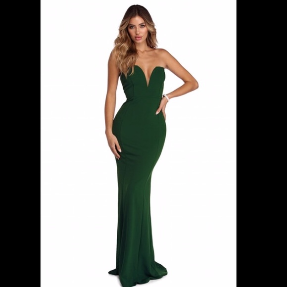 strapless plunge dress